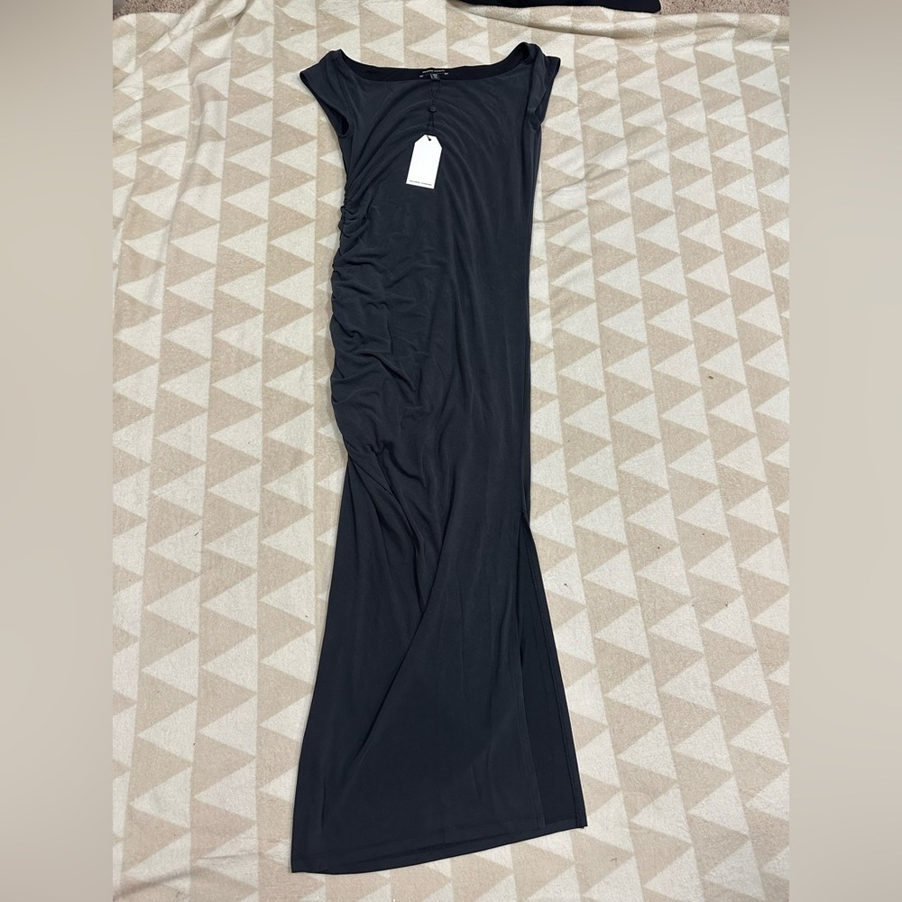 Universal standard Rachel ruched side drape dress in black